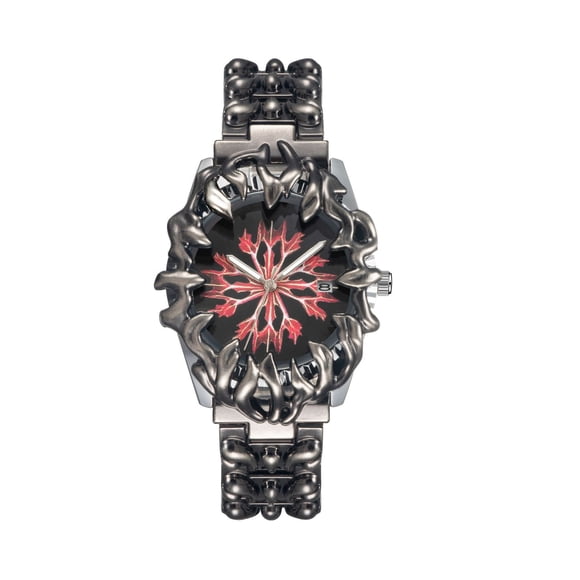 Reloj de Cuarzo Gótico para Hombre con Bisel de Llama y Esfera de Ojo Turco, Pulsera de Acero Inoxidable con Indicador de Fecha
