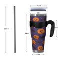 thumbnail image 4 of 40oz Tumbler,Halloween Pumpkins and Bats on Purple Insulated Tumblers with Removable Handle,Stainless Steel Double Vacuum Coffee Tumbler Cup with Straw for Home,Office,Travel,Party, 4 of 5
