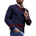 thumbnail image 2 of Yiliang Classic Color Blocking Dress Sweater for Men Fall and Winter Long Sleeve Warm and Thermal Top Clothes ,Dark Blue,M, 2 of 6