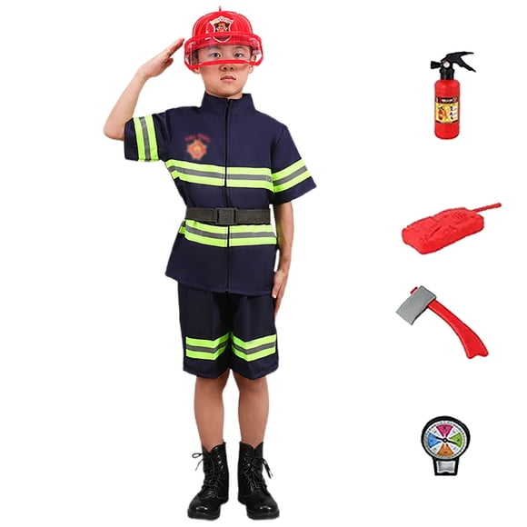 Landzoo One Fireman Children ing Three Piece Set School Toy Accessories Campus Set Unique Cute Children's Clothes Dress Up Parties