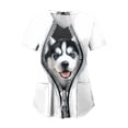 thumbnail image 2 of NIEWTR Women's V Neck Pet Print Scrub Tops Soft Medical Nurse Uniform Shirts with Pockets Casual Work Wear(Grey,2XL), 2 of 8