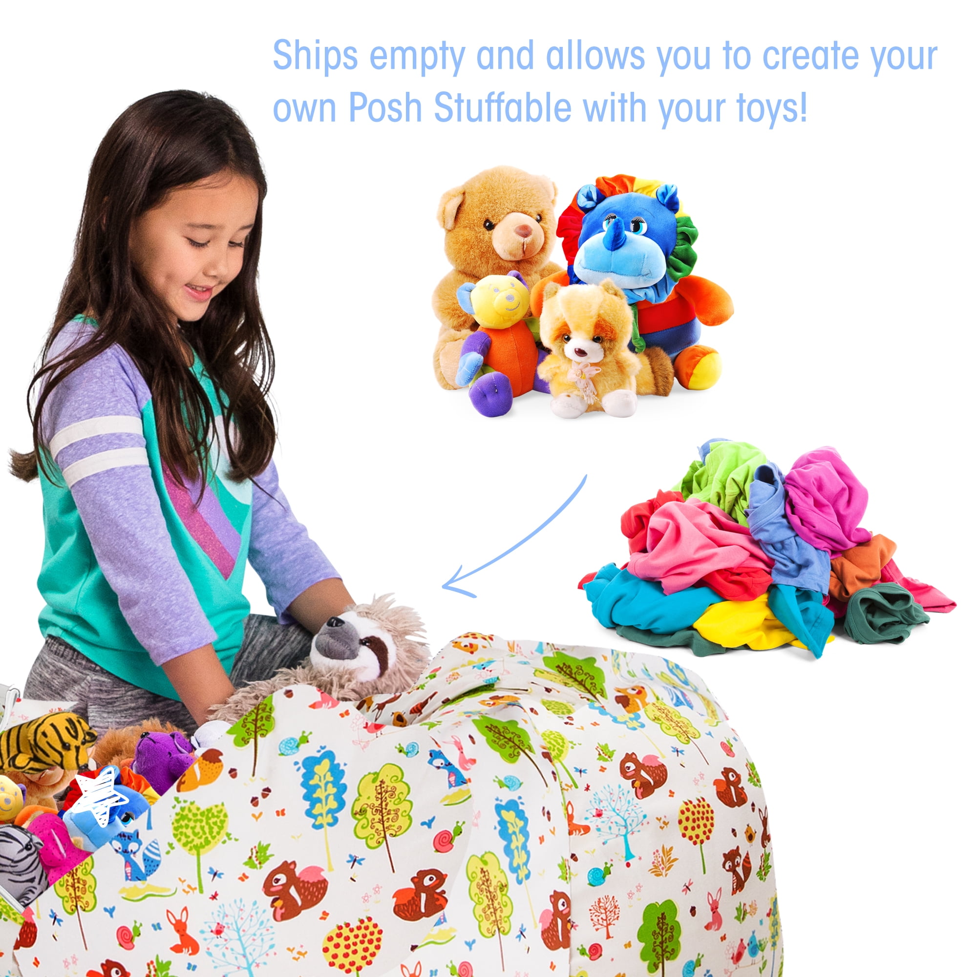 Posh Creations Stuffable Organizing Cover Only, Canvas, Kids,4ft, Animals Forest Critters