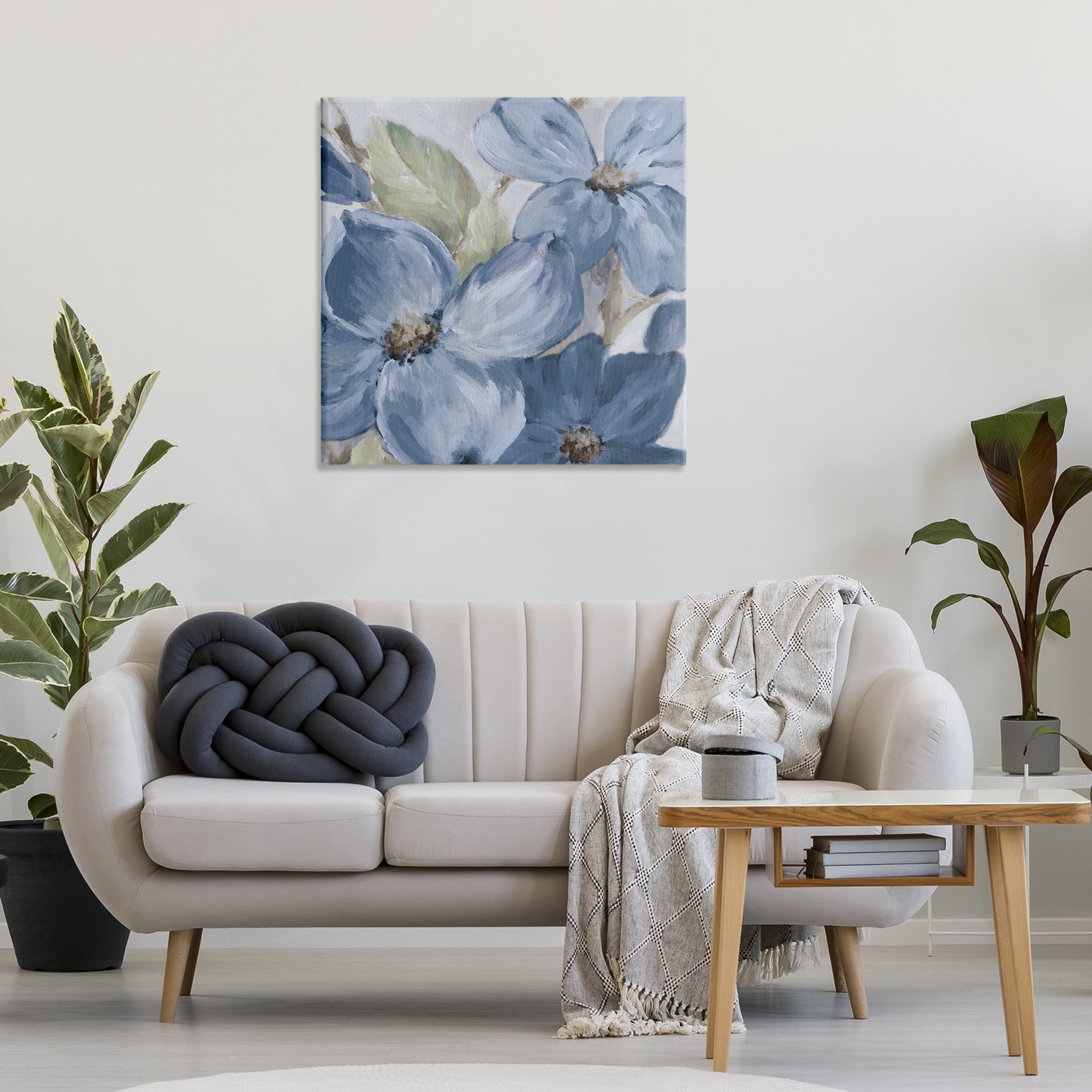 Stupell Industries Silent Blue Bloom Botanical & Floral Painting Gallery Wrapped Canvas Art Print Wall Art, 30 x 30