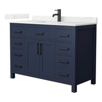 Beckett 48" Dark Blue Single Vanity & Giotto Quartz Top (1-Hole) & Black Trim