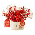 thumbnail image 2 of de bayas rojas artificiales Flor rico Festival de primavera Mesa Adorno de año nuevo chino para comedor Oficina Interior Tienda Decoración , estiloC perfecl Bonsái de simulación, 2 of 8