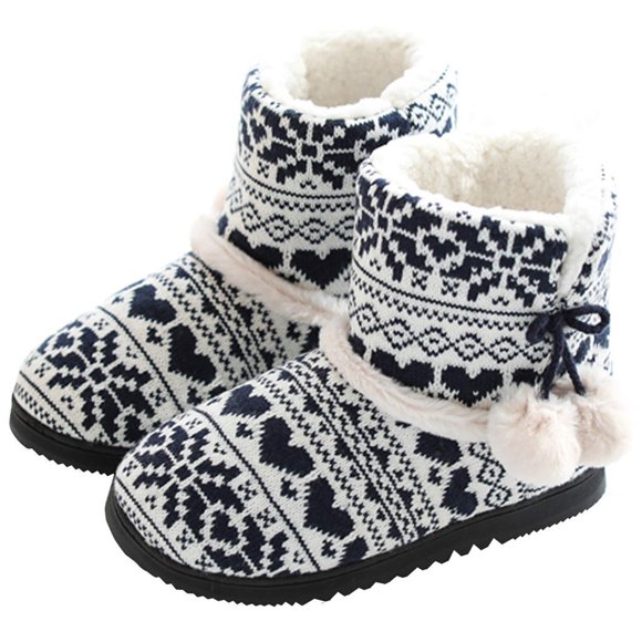 LSLJS Soft Warm Winter Slippers Home Mute Cute Soft Couple Hair Plush Ball Women Interior Boots, Women's Snow Boots