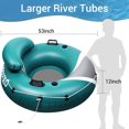 thumbnail image 2 of Green and GreyRiver Tubes for Floating Heavy Duty, Pool Float Adult, 53" Inflatable Float Tube for Beach Lake Rafting, River Floats with Mesh Bottom, 2 of 6