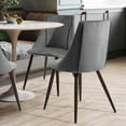 thumbnail image 2 of Homy Casa Velvet Dining Chairs Set of 2, Upholstered Kitchen Chairs with Metal Legs, Gray, 2 of 10