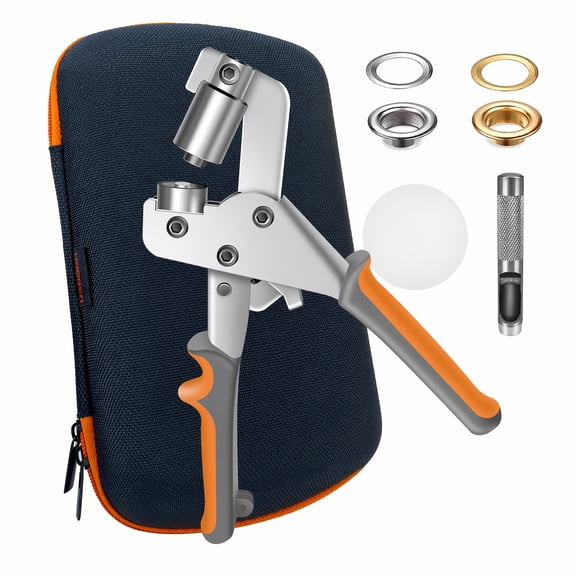 Heavy Duty Grommet Kit with Bag and 200 pcs 10mm Grommets, Complete Eyelet & Grommet Tool Kit for DIY Tarp Ring Repair and Installation