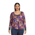 thumbnail image 2 of Terry & Sky Women’s Plus Size Henley Waffle Tee with Long Sleeves, 2- Pack, 2 of 5