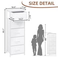 thumbnail image 3 of Eunos White Tall Dresser for bedroom, 5 Vertical Fabric Drawers Nightstand, Living Room Hallway, 3 of 7