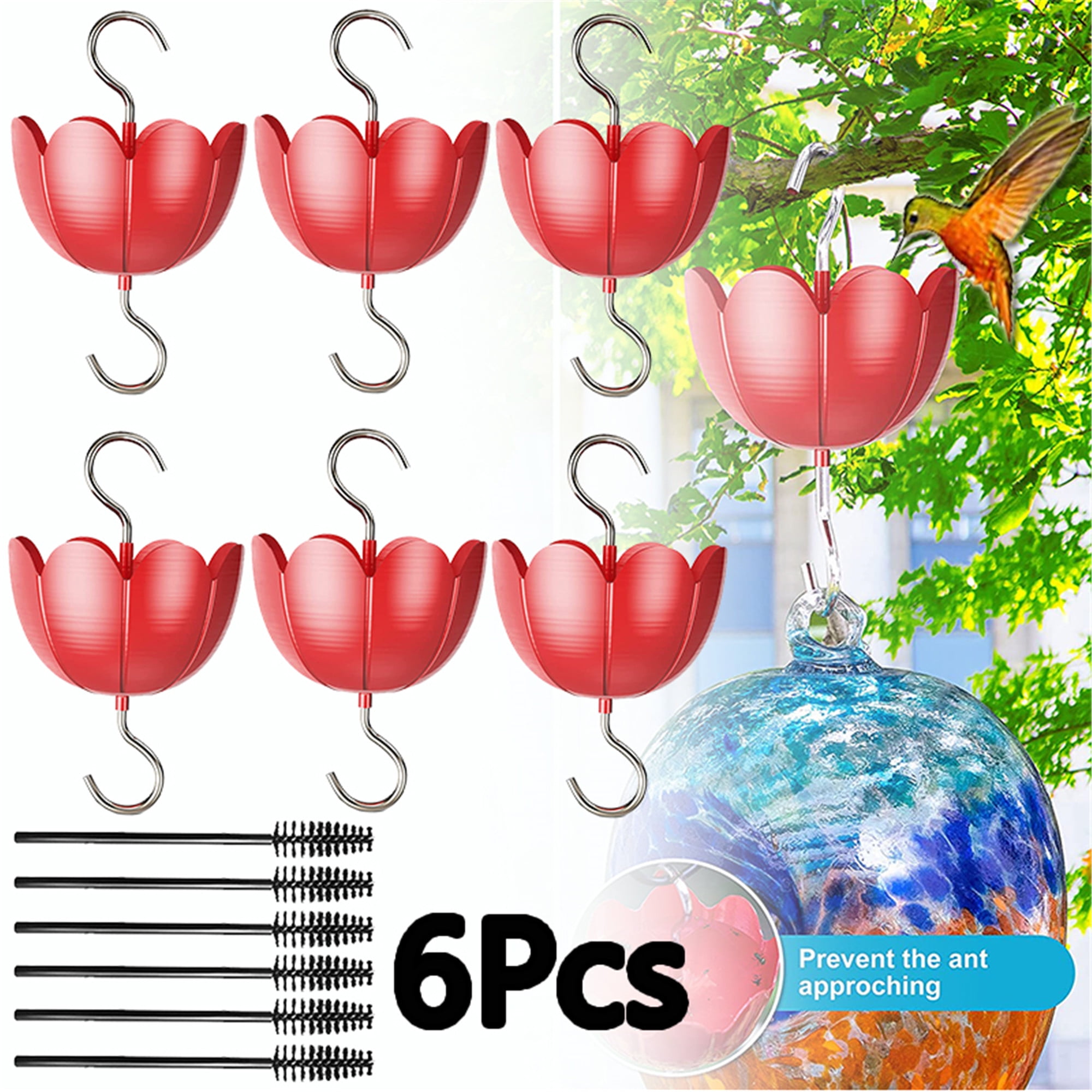 Ant Moat for Hummingbird Feeder with 6 Clean Brushes, Elbourn Insect