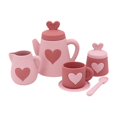 thumbnail image 2 of Jugues de la fiesta de té para niños Juguetes de mesa con tetera, tazas de té, cucharas y platillo Early Educational Montessori Toy for Gift rojo, 2 of 10