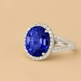 thumbnail image 3 of PEORA 14K White Gold Created Blue Sapphire and Lab Grown Diamond Designer Ring for Women, 7.65 Carats Total, 12x10mm Oval Shape, Sizes 5, 3 of 5