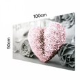 thumbnail image 2 of LAMIRO Pink Heart and Grey Flower Art Canvas Print Wall Hanging Picture Decor Frameless Pink Wall Decor, 2 of 7