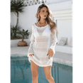 thumbnail image 4 of Women Swimsuit Crochet Swim Cover Up 2025 Summer Bathing Suit Swimwear Mesh Knit Beach Dress Vacation Outfits White M, 4 of 7