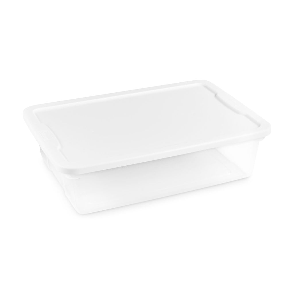 Homz 28 Qt. Plastic Underbed Storage Tote, Clear/White (Set of 8)