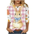 thumbnail image 3 of lcziwo Sales Prime Easter Shirts for Women Spring 3/4 Sleeve Crewneck Blouses Novelty Eggs Pattern Tee Cute Rabbit Graphic Tunic 2025 Holiday Tops Pink XL, 3 of 6