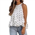 thumbnail image 1 of Blusa de Verano para Mujer, con Cuello Halter, Sin Mangas, Fruncida e Irregular, con Volantes Lunares XXL, 1 of 3