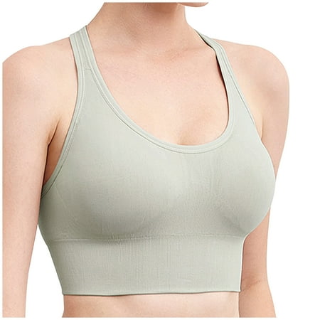 

New Spring Fashion POROPL Clearance Womens Bras Plus Size Sports Underwear Shockproof Bra Tank Green Size XL