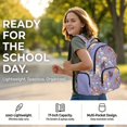 thumbnail image 2 of Tutolipy Golden Retriever School Backpack Set with Lunch Bag Pencil Case 3 Pcs Floral Printed Backpack and Lunch Box Set for Boys Girls Lightweight Schoolbag Bookbag Set, Purple, 2 of 7