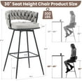thumbnail image 4 of Bar Stools Set of 4, 24 inch Counter Height Bar Stools, Barstools Counter Stool for Kitchen Counter with Woven Back and Velvet Fabric, Metal Frame Island Chairs, 4 of 5