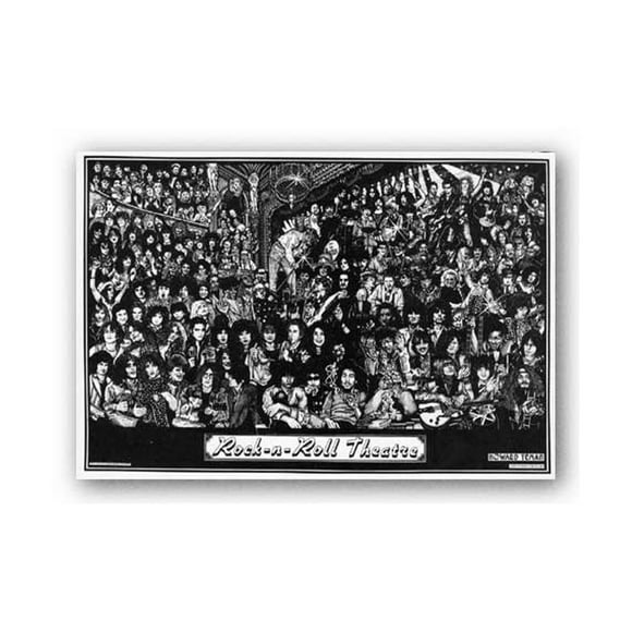 Affiche de Théâtre Rock N Roll 36 x 24 Masse Art Théâtre Howard Teman Stars des Années 60 70