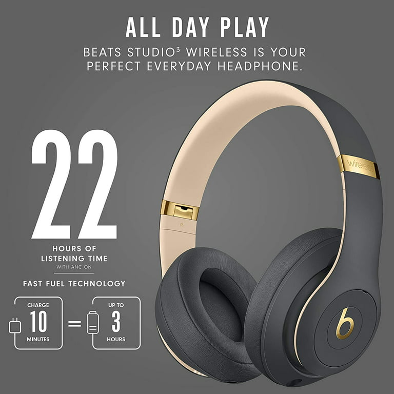 Beats Studio3 Wireless Noise Cancelling Over-Ear Headphones - Apple W1  Headphone Chip, Class 1 Bluetooth, 22 Hours of Listening Time, Built-in