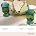 thumbnail image 2 of Twine Malachite Stemmed Optic Goblet Tumblers, Vintage Ribbed Drinking Glasses for Cocktails, Wine, Juice, Iced Coffee, Elegant Glassware, Home Bar Accessories, 12 oz, Set of 2, Green, 2 of 4