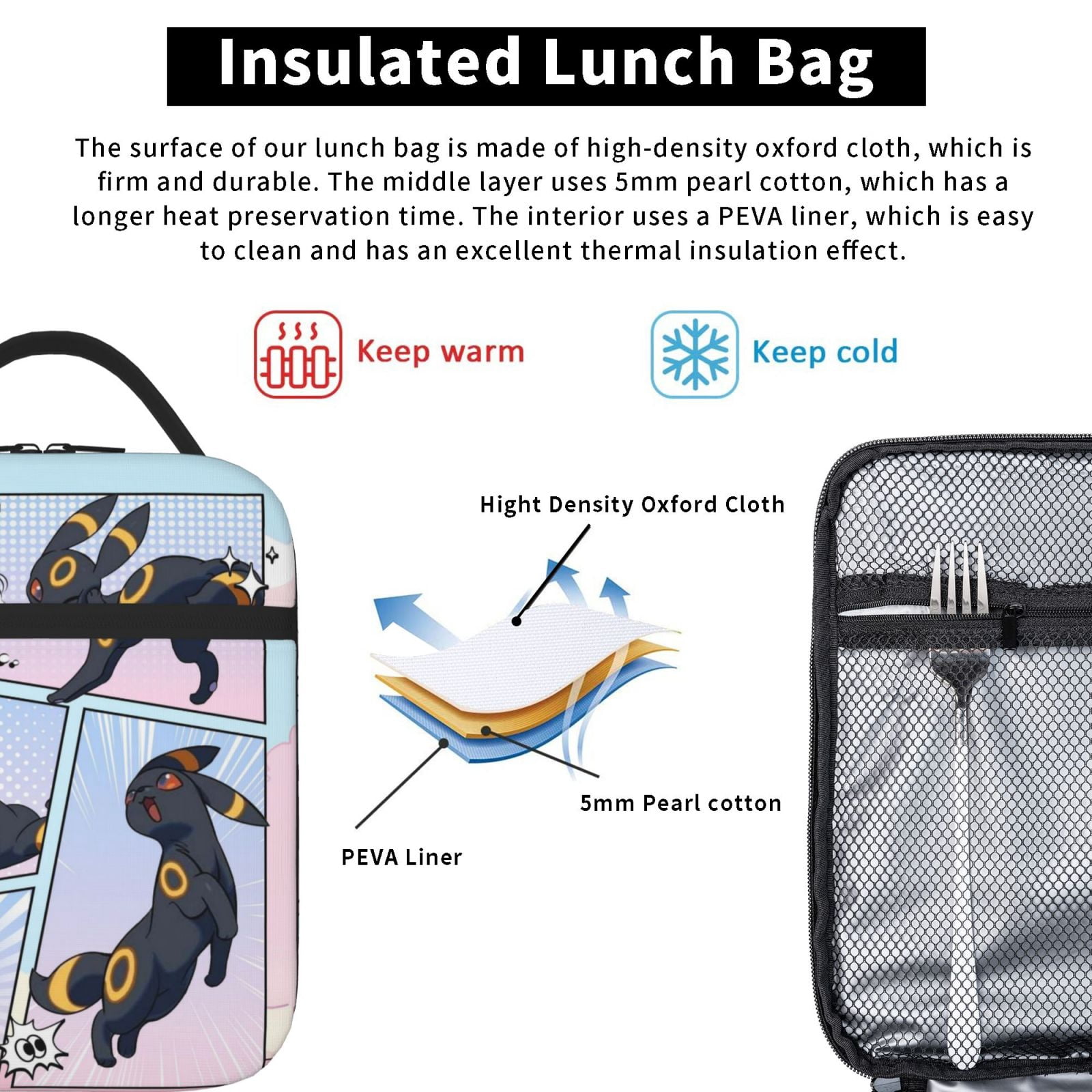 Cute Lunch Bag Tote Bag Portable Insulated Lunch Box For Beach Camping Travel Work School Office