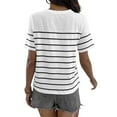 thumbnail image 4 of Hibeli Women's Striped Shoulder Button Crew Neck Short Sleeve T-Shirt, 4 of 7