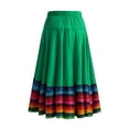 thumbnail image 4 of Arlun Women's Mexican Midi Skirts Plus Size Elastic High Waist Folklorico Dance Skirts Fashion Colorful Printed Loose Flowy Pleated Skirt 2026 Bohemian Summer Casual Wear Green XXL, 4 of 4