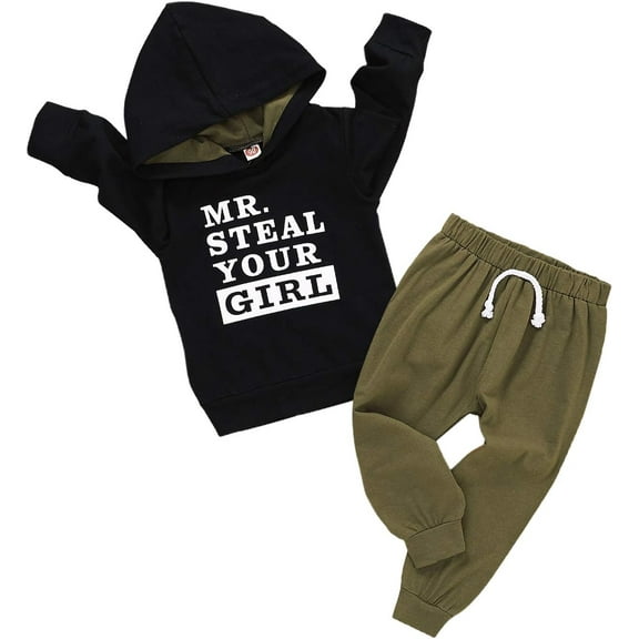 CARETOO Toddler Baby Boys Clothes Letter Printed Hoodie Sweatshirt Tops Camouflage Long Pants 2PCS Outfits Set Size 5t