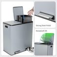 thumbnail image 5 of Arlopu 2 x 8 Gallon Dual Garbage Can Stainless Steel Kitchen Step Trash Can, Recycle Dustbin with Soft-Close Lid, 5 of 7