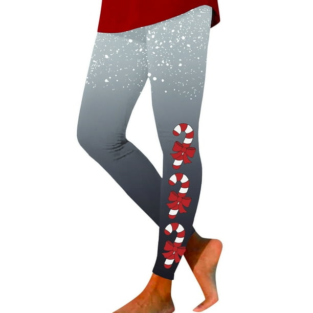 Gibobby Pantimedias Termicas Mujer Invierno Leggings de yoga ajustados con estampado navideño de gradiente para mujer nueve (Gris, L)
