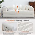 thumbnail image 6 of 78" Boneless Convertible Sleeper Sofa Bed, Holaki Corduroy Compression Folding Sofa with Pillow & 3 Seat, Fixed-Shape Frame, Floor Sofas Lounge Couch for Living Room Bedroom Apartment, White, 6 of 9