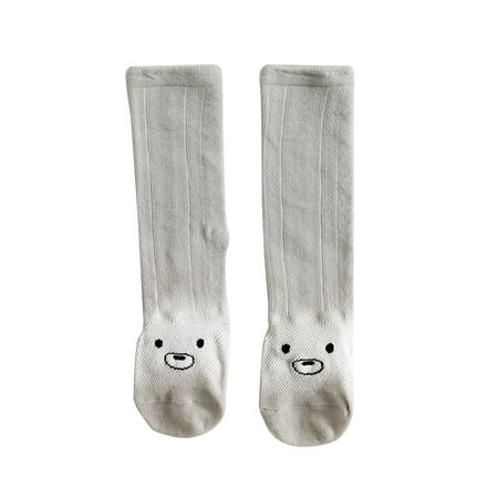 

Long Cute Mesh Thin Cotton Socks Non-Slip Baby Socks Knee High GRAY