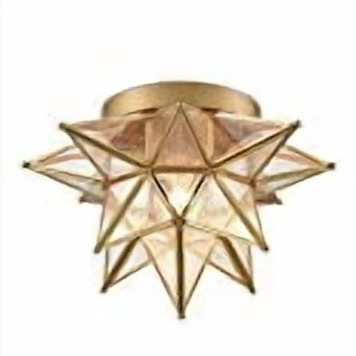 Dazhuan Brass Moravian Star Light Flush Mount celing Lights Seeded glass Shade Boho Moroccan ceiling Lamp for Kitchen Foyer