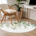thumbnail image 5 of Sage Green Eucalyptus Round Area Rugs Collection 4', Summer Spring Weeping Leaves Botanical Non Slip Indoor Circular Throw Runner Rug Floor Mat Carpet for Living Room Dining Table Bedroom Nursery, 5 of 9