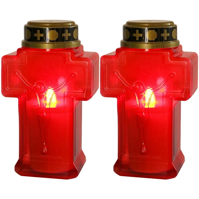 2 piezas Cross creative Cross Velas Luces de vela sin envejecimiento Luces de velas de la iglesia para sacrificio