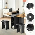 thumbnail image 4 of Stmoze Foldable Dining Table Set for 4,Folding Dining Table with 4 Leather Chairs & Storage,Drop Leaf Dinner Table with 6 Wheels,Folding Kitchen Table and Chairs Set for Small Spaces, Black, 4 of 9
