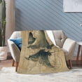 thumbnail image 6 of Vintage Stingray Scientific Illustration Throw Blanket, Antique Coastal Nautical Art Soft Flannel Fleece, Beach House Decor for Sofa Bed 80x60, 6 of 6