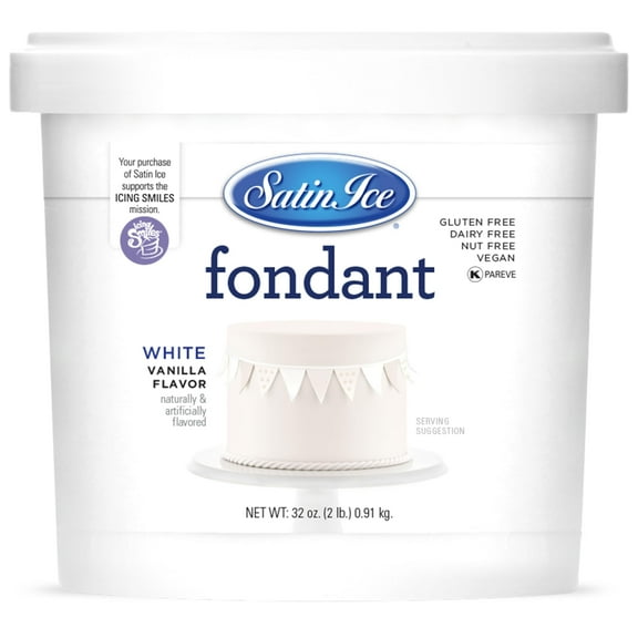 Satin Ice Fondant for Cake Decorating, White, Vanilla, 2 Pound
