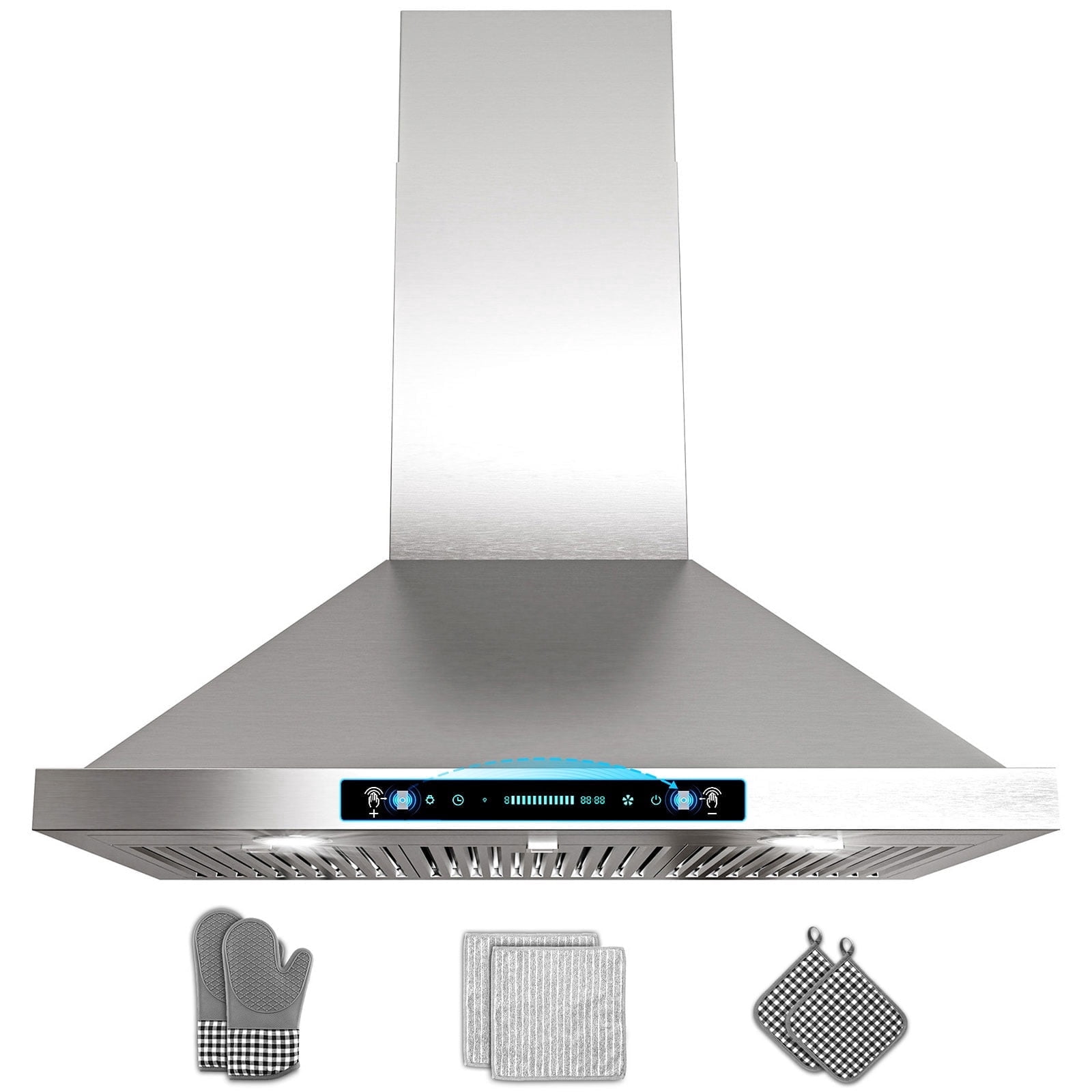 GIMSOL 36" Wall Mount Range Hood, 400 CFM, 4-Speed Gesture Control, Stainless Steel, Ducted/Ductless