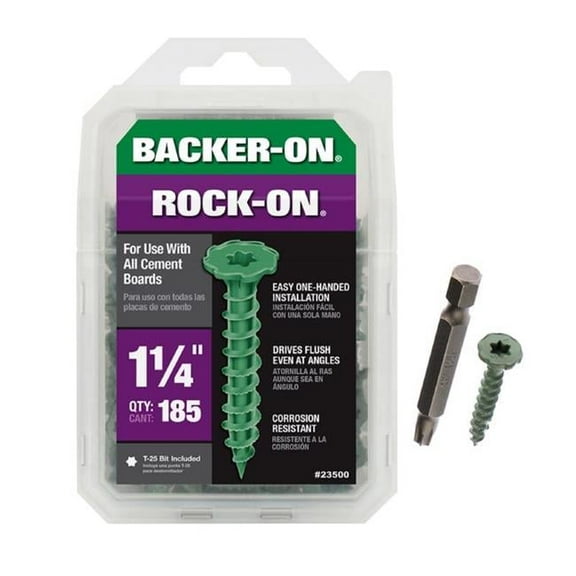 No. 9 x 1.25 in. Star Flat Head Cement Board Screws, Green- Pack of 185