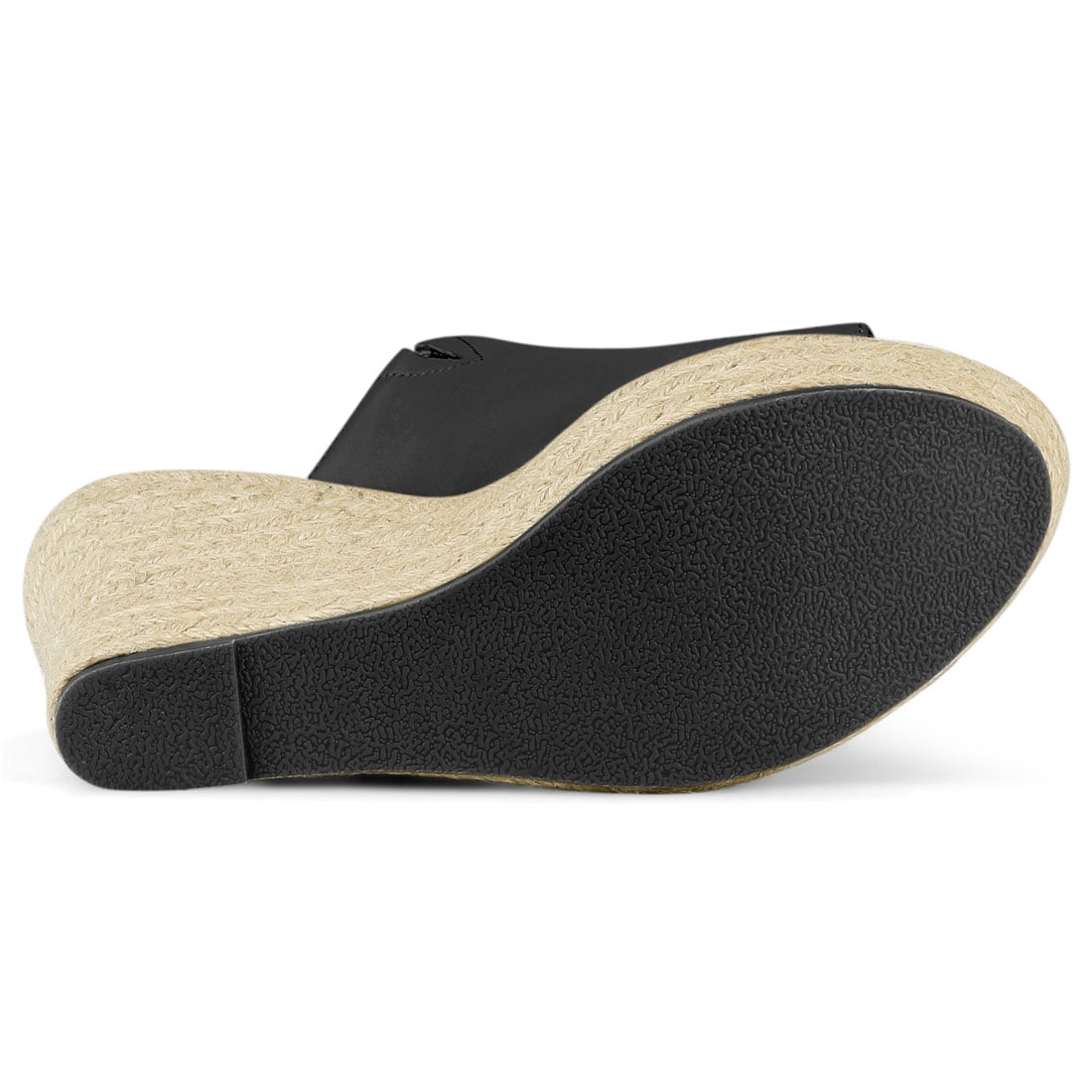 DARING DIVA Women's Slip on Platform Sandals Espadrilles Wedges Slides Mules Black 8.5