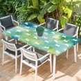 thumbnail image 2 of Easter Rabbit Silhouette Table Cloths for 5 Foot Rectangle Tables, Spring Bunny Blue Green Ombre Patio Waterproof Elastic Fitted Tablecloths, Washable Rectangular Table Cover for Camping, 2 of 8