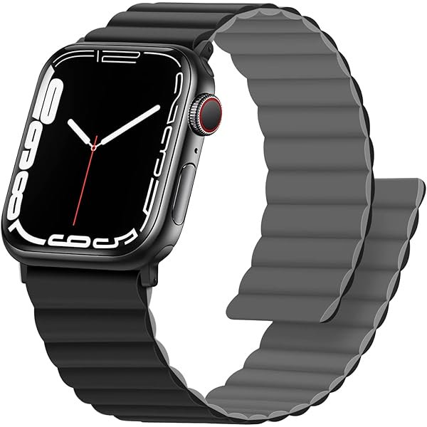 wonima44 Magnetic Bands Compatible with Apple Watch Band 49/46/45 44/42/41/40/38mm, Women Men Double Side Reversible Strap for iWatch Ultra 3-1 Series 11/10/9/8/7-1 SE(49/46/45/44/42,Black/Gray)
