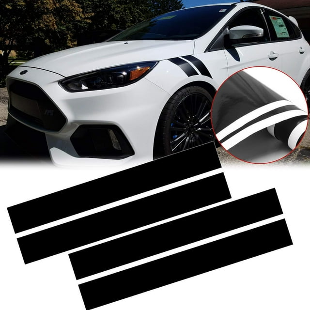 Xotic Tech Fender Stripes Hash Marks Vinyl Decal Universal Compatible with Car Truck Sticker Racing Stripe(Black)
