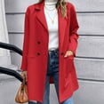thumbnail image 2 of IROINNID Women's Mid-Long Trench Coat Notch Lapel Solid Color Long Sleeve Jacket Button Turndown Neck Slim Fit Warm Medium And Long Jacket, Red, 2 of 6